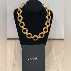 Vintage CHANEL 24k Gold Plated 1970s Chunky Statement Engraved Choker Necklace